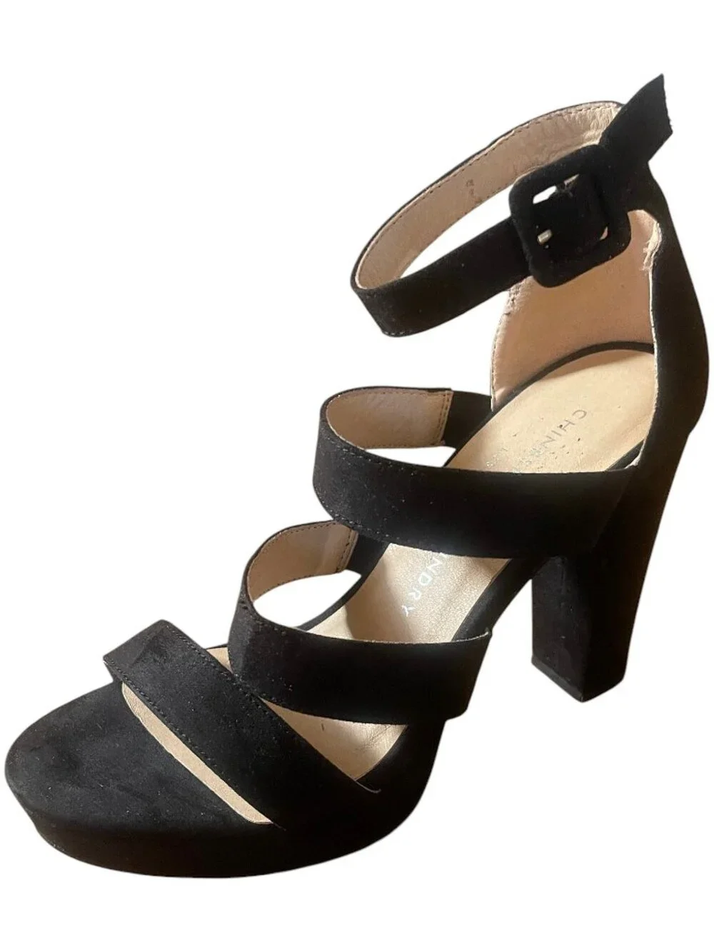 Chinese Laundry Elegant 4-Strap Platform Block Heel Dress Sandals | Size 7